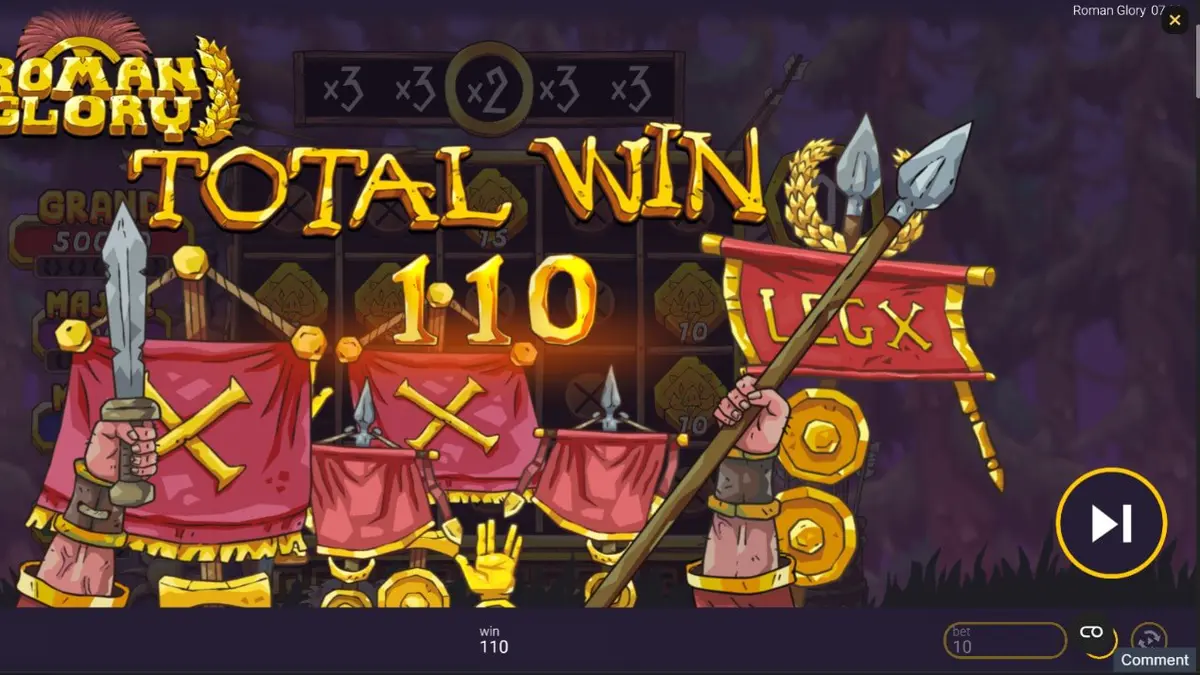 Tampilan visual slot Roman Glory dengan tema hutan dan gladiator