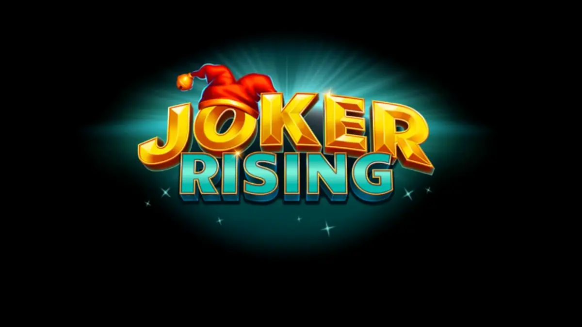 Tampilan visual slot Joker Rising dengan simbol buah neon dan karakter Joker